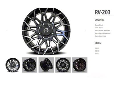 Revenge Off-Road Wheels RV-203 Black and Milled 6-Lug Wheel; 20x10; -19mm Offset (04-15 Titan)