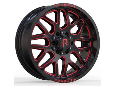 Revenge Off-Road Wheels RV-206 Black and Red Milled 6-Lug Wheel; 20x9; 0mm Offset (04-15 Titan)