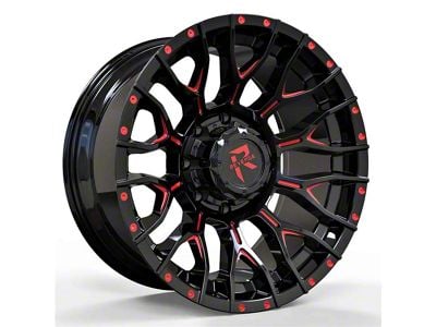 Revenge Off-Road Wheels RV-201 Black and Red Milled 5-Lug Wheel; 20x9; 0mm Offset (07-13 Tundra)