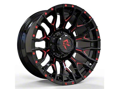 Revenge Off-Road Wheels RV-201 Black and Red Milled 5-Lug Wheel; 22x12; -44mm Offset (07-13 Tundra)