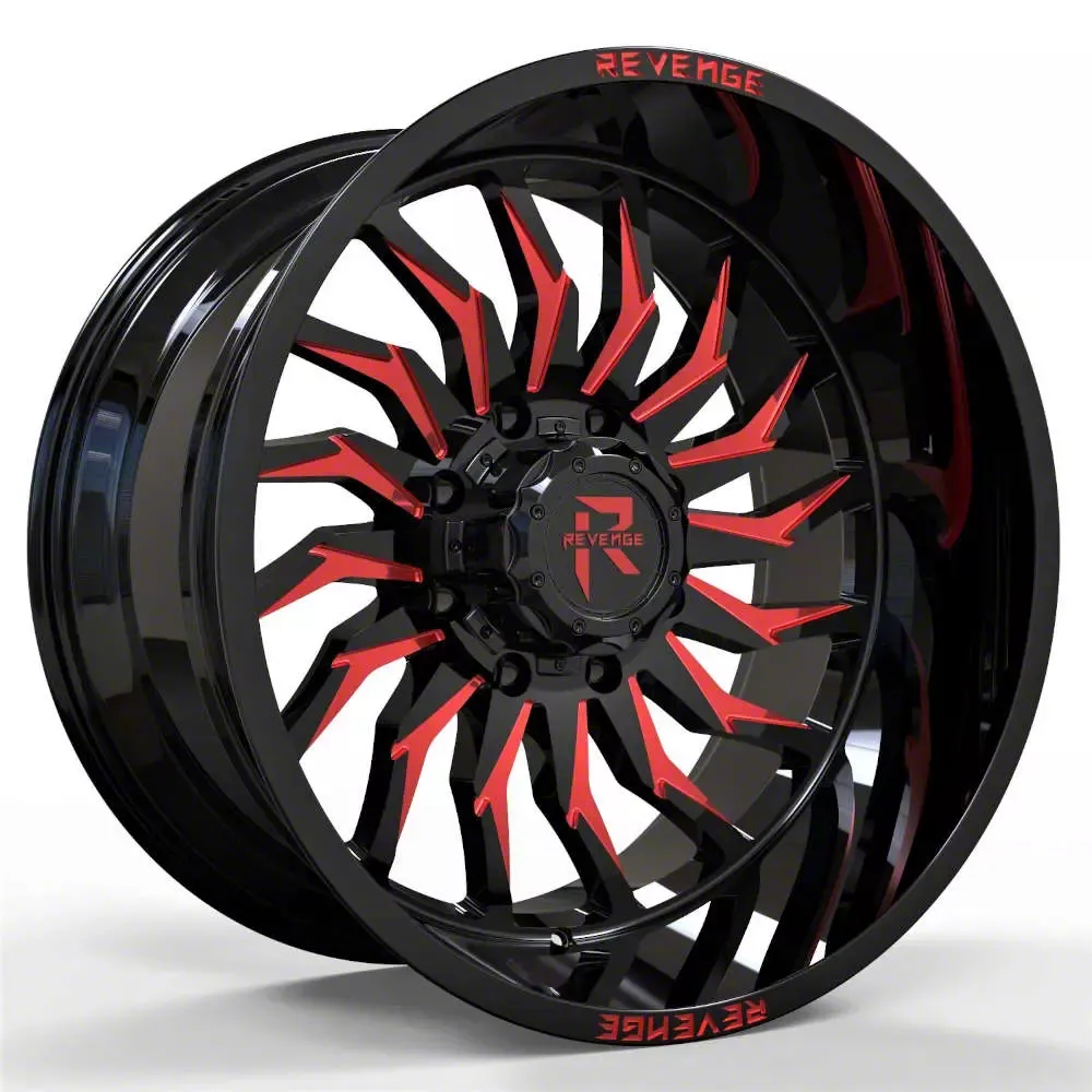 Revenge Off-Road Wheels Tundra RV-204 Black and Red Milled 5-Lug Wheel ...