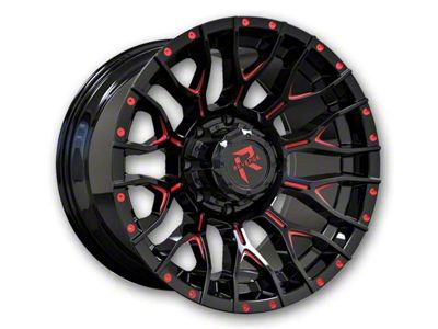 Revenge Off-Road Wheels RV-201 Black and Red Milled Wheel; 20x10; -19mm Offset (76-86 Jeep CJ7)