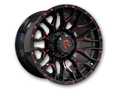 Revenge Off-Road Wheels RV-201 Black and Red Milled Wheel; 22x12; -44mm Offset (76-86 Jeep CJ7)