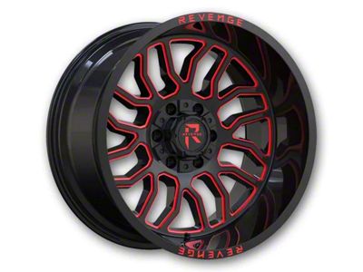 Revenge Off-Road Wheels RV-205 Black and Red Milled Wheel; 20x9; 0mm Offset (76-86 Jeep CJ7)