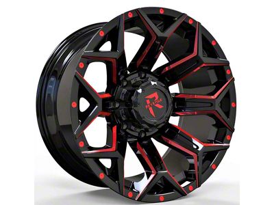 Revenge Off-Road Wheels RV-202 Black and Red Milled Wheel; 20x10 (20-24 Jeep Gladiator JT)