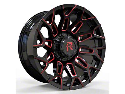 Revenge Off-Road Wheels RV-203 Black and Red Milled Wheel; 20x10; -19mm Offset (20-24 Jeep Gladiator JT)