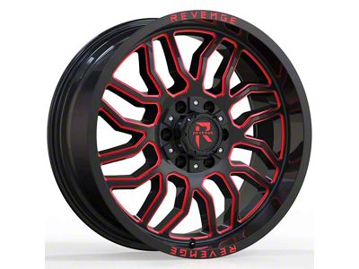 Revenge Off-Road Wheels RV-205 Black and Red Milled Wheel; 20x10 (20-24 Jeep Gladiator JT)