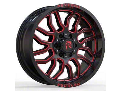 Revenge Off-Road Wheels RV-205 Black and Red Milled Wheel; 20x10 (18-24 Jeep Wrangler JL)