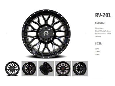 Revenge Off-Road Wheels RV-201 Gloss Black with Dots 6-Lug Wheel; 20x9; 0mm Offset (22-24 Tundra)