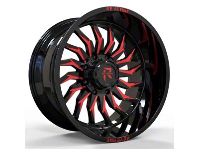 Revenge Off-Road Wheels RV-204 Black and Red Milled 6-Lug Wheel; 20x9; -12mm Offset (22-24 Tundra)