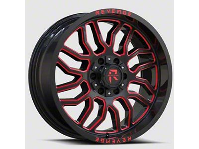 Revenge Off-Road Wheels RV-205 Black and Red Milled 5-Lug Wheel; 20x10; -19mm Offset (14-21 Tundra)