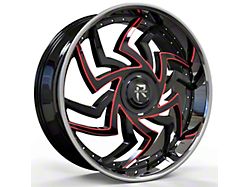 Revenge Luxury Wheels RL-107 Big Floater Black and Red Milled with Chrome SSL 6-Lug Wheel; 24x9; 25mm Offset (16-24 Titan XD)