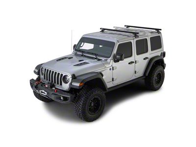 Rhino-Rack Heavy Duty RCL 2-Bar Backbone Roof Rack; Black (18-25 Jeep Wrangler JL 4-Door w/ Hard Top)