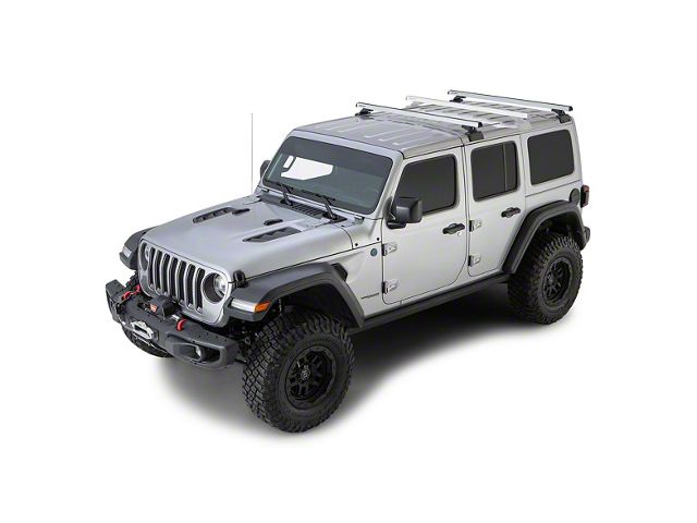 Rhino-Rack Heavy Duty RCL 2-Bar Backbone Roof Rack; Silver (18-24 Jeep Wrangler JL 4-Door w/ Hard Top)