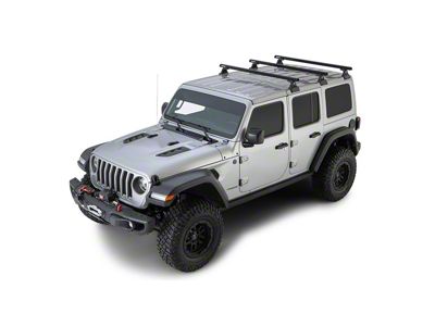 Rhino-Rack Heavy Duty RLT600 3-Bar Backbone Roof Rack; Black (18-25 Jeep Wrangler JL 4-Door w/ Hard Top)