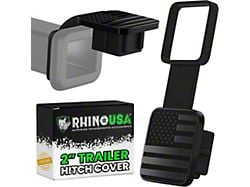 Rhino USA 2-Inch American Flag Hitch Cover; Black (Universal; Some Adaptation May Be Required)