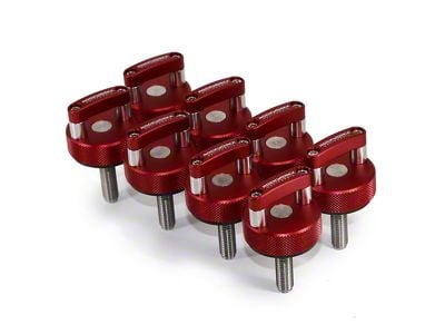 ROCKWORKX Hard Top Quick Removal D-Ring Thumb Screws; Red (21-25 Bronco)