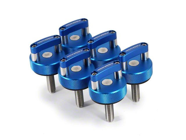 ROCKWORKX Hard Top Quick Removal D-Ring Thumb Screws; Blue (20-24 Jeep Gladiator JT)