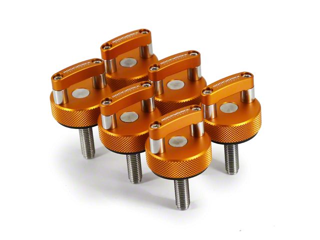 ROCKWORKX Hard Top Quick Removal D-Ring Thumb Screws; Orange (07-24 Jeep Wrangler JK & JL)