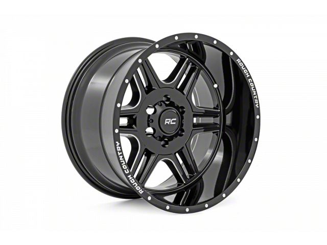 Rough Country 92 Series Gloss Black Machined 6-Lug Wheel; 18x9; 18mm Offset (04-15 Titan)