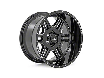 Rough Country 92 Series Gloss Black Machined 6-Lug Wheel; 20x12; -44mm Offset (04-15 Titan)