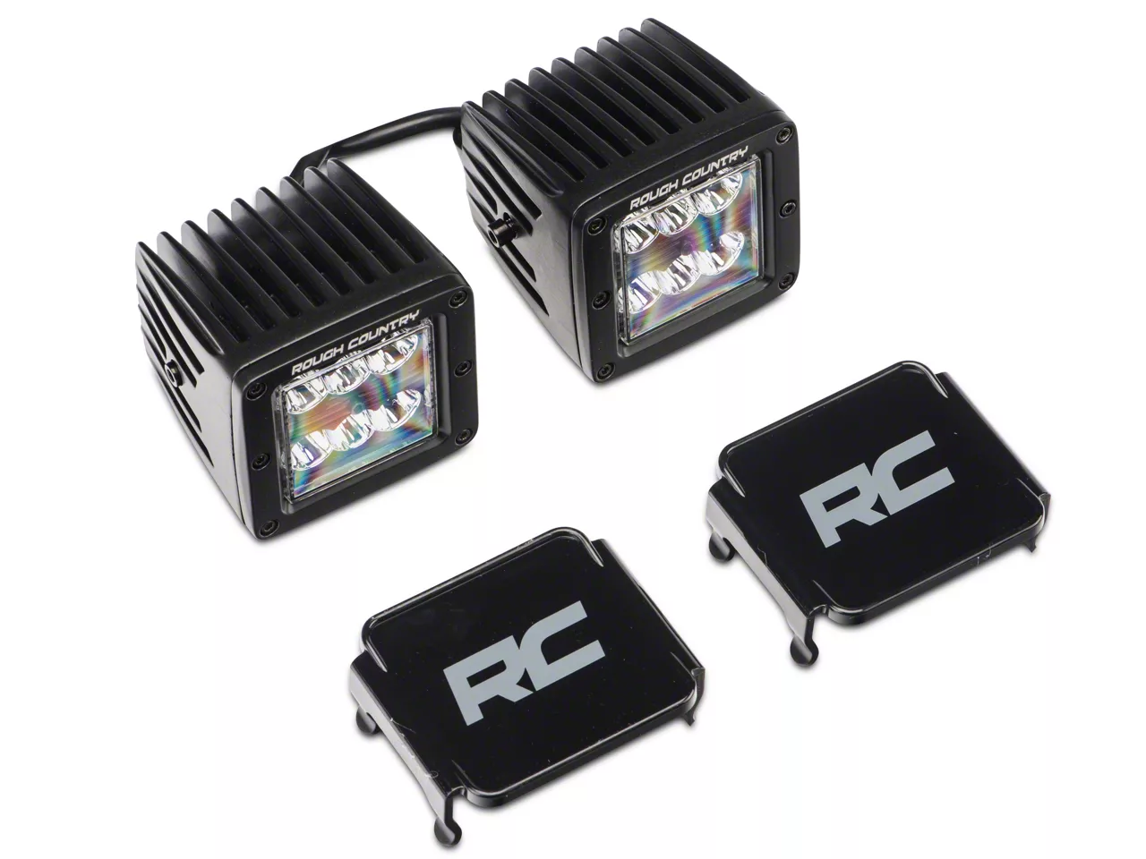 Rough Country Jeep Wrangler 2-Inch Black Series LED Cube Lights with ...