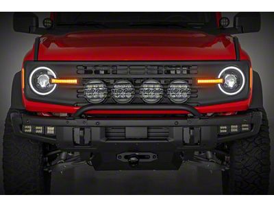 Rough Country DRL Halo LED Headlights; Black Housing; Clear Lens (21-25 Bronco)