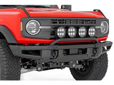 Rough Country Light Bar Mount with 6.50-Inch Round Black Series Amber DRL LED Lights (21-24 Bronco w/ Modular Front Bumper)
