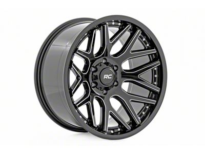 Rough Country 95 Series Gloss Black Machined 6-Lug Wheel; 22x10; -19mm Offset (22-24 Bronco Raptor)