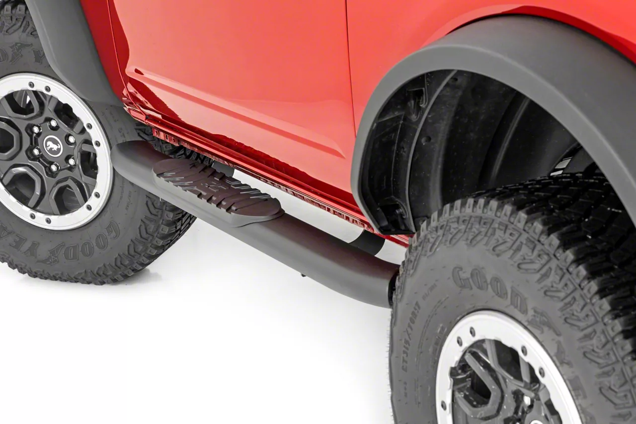 Rough Country Bronco Oval Nerf Side Step Bars; Black 21012 (21-24 ...