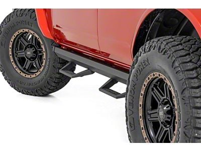 Rough Country SRL2 ADJ Aluminum Side Step Bars; Black (21-24 Bronco 4-Door)