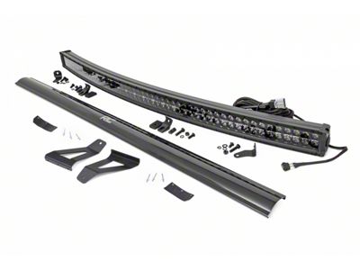 Rough Country 50-Inch Black Series White DRL Dual Row Straight LED Light Bar with Upper Windshield Mounting Brackets (84-01 Jeep Cherokee XJ)