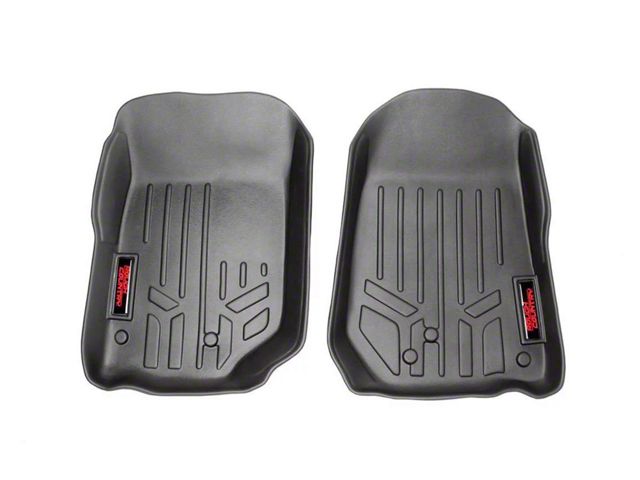 Rough Country Heavy Duty Front Floor Mats; Black (07-13 Jeep Wrangler JK)