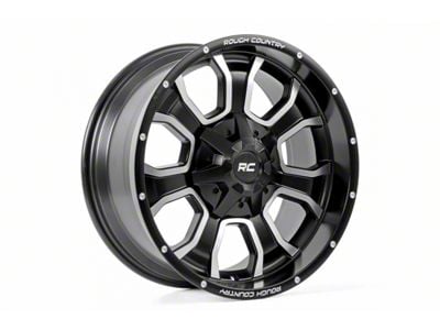 Rough Country 93 Series Gloss Black Machined Wheel; 20x10; -18mm Offset (84-01 Jeep Cherokee XJ)