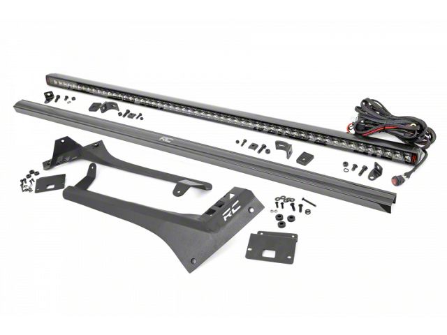 Rough Country 50-Inch Black Series Single Row Straight LED Light Bar with Upper Windshield Mounting Brackets (20-24 Jeep Gladiator JT, Excluding Mojave)