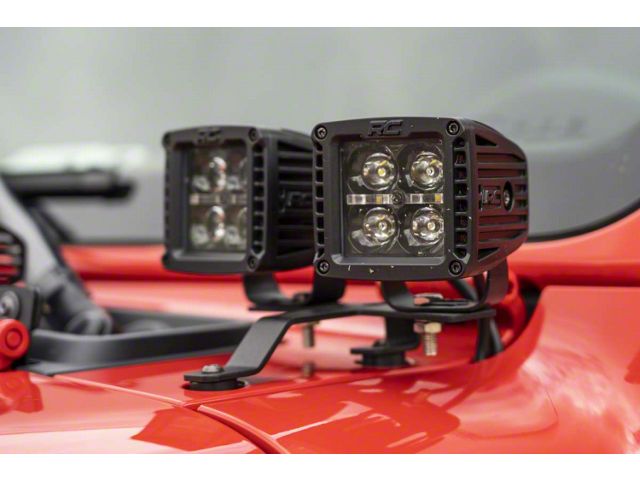 Rough Country Black Series White DRL Quad LED Light Pod Kit (20-24 Jeep Gladiator JT, Excluding Mojave)