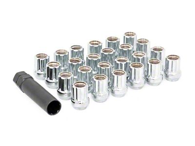 Rough Country Chrome Open End Style Lug Nut Kit; M14 x 1.5; Set of 24 (20-25 Jeep Gladiator JT)