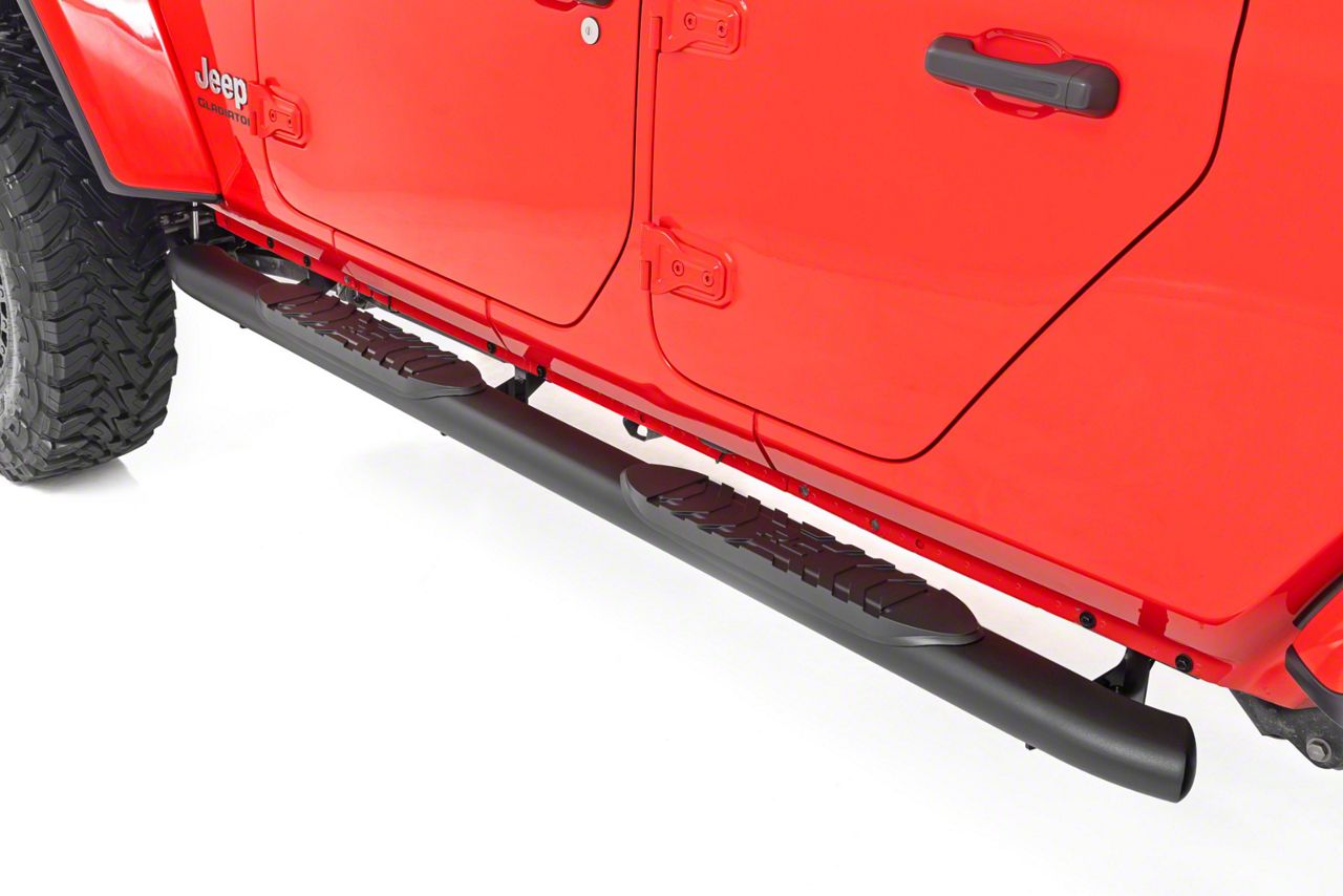 Rough Country Jeep Gladiator Oval Nerf Side Step Bars; Black 21015 (20 ...