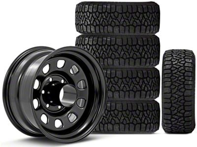 15x8 Rough Country Steel & 33in Kenda All-Terrain KLEVER A/T2 KR628 Tire Package; Set of 5 (97-06 Jeep Wrangler TJ)