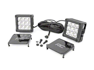Rough Country 4-Inch Chrome Series White DRL LED Cube Lights; Spot/Flood Beam (Universal; Some Adaptation May Be Required)