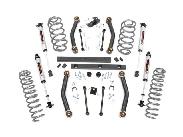 Rough Country 4-Inch Suspension Lift Kit with V2 Monotube Shocks (03-06 Jeep Wrangler TJ)