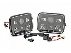 Rough Country 5x7-Inch LED Headlights; Black Housing; Clear Lens (87-95 Jeep Wrangler YJ)