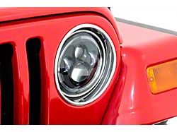 Rough Country 7-Inch DRL Halo LED Headlights; Black Housing; Clear Lens (97-06 Jeep Wrangler TJ)