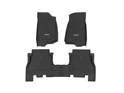 Rough Country Flex-Fit Front and Rear Floor Mats; Black (18-24 Jeep Wrangler JL 4-Door w/ Automatic Transmission)