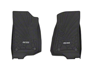 Rough Country Flex-Fit Front Floor Mats; Black (18-25 Jeep Wrangler JL w/ Automatic Transmission)