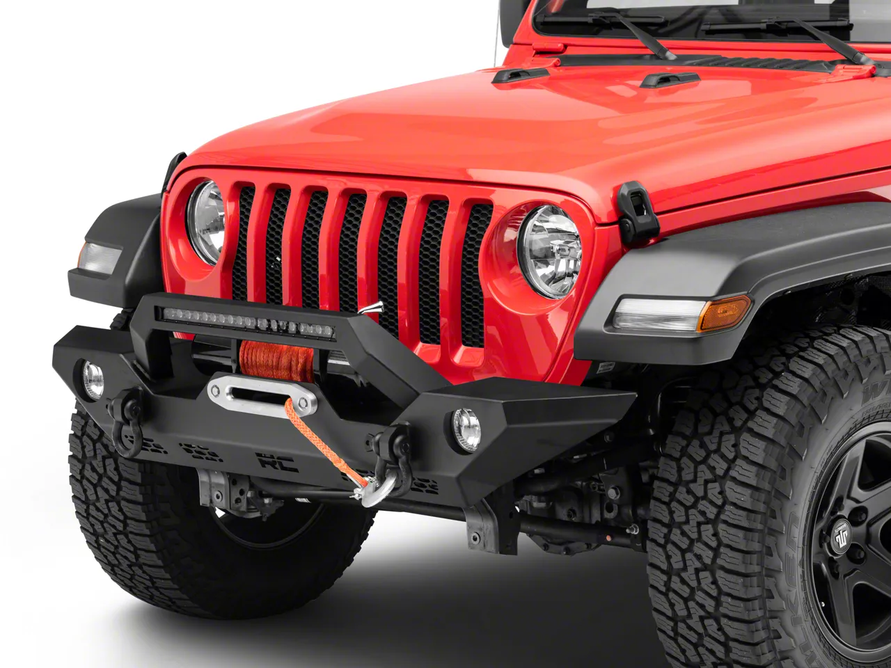 Rough Country Jeep Wrangler Full Width LED Winch Front Bumper 10596 (18 ...