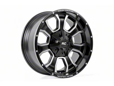 Rough Country 93 Series Gloss Black Machined Wheel; 20x10 (18-24 Jeep Wrangler JL)