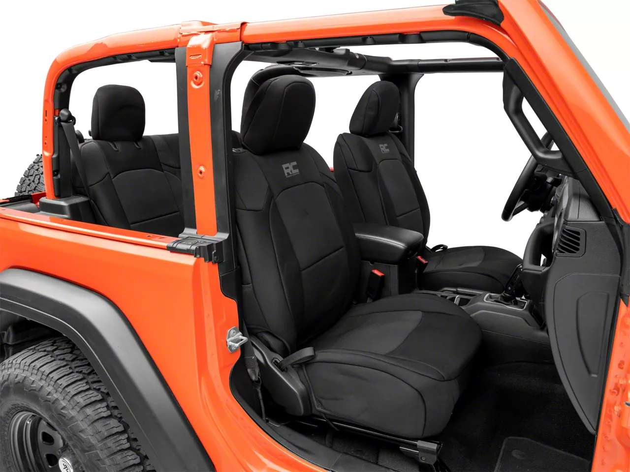 Rough Country Jeep Wrangler Neoprene Front and Rear Seat Covers Black 91020 18 24 Jeep Wrangler JL 2 Door Free Shipping