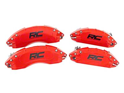 Rough Country Brake Caliper Covers; Red; Front and Rear (18-24 Jeep Wrangler JL Sport)