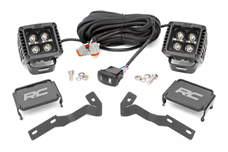 Rough Country Tacoma 2-Inch Black Series Amber DRL LED Ditch Light Kit ...